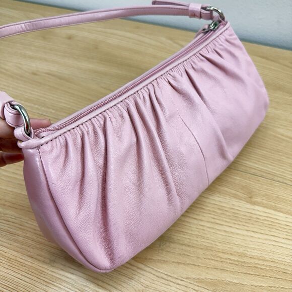 Vintage Y2K Leather Light Pink Pastel Small Shoulder Bag Rockabilly Bratz Trashy - Picture 3 of 13